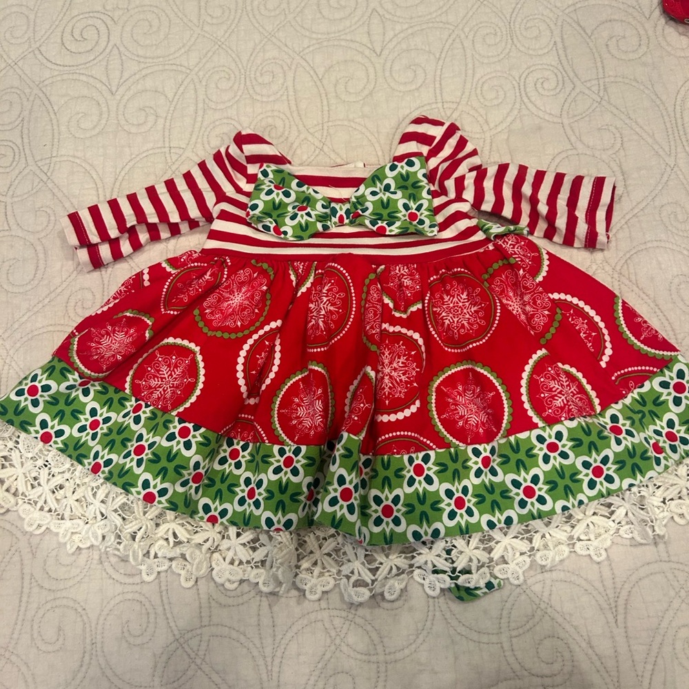 Festive Red and Green Baby Dress